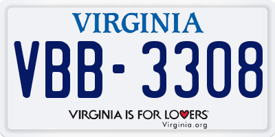 VA license plate VBB3308