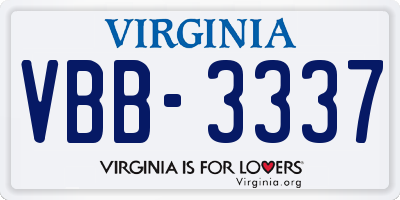 VA license plate VBB3337