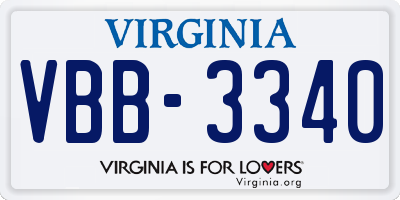 VA license plate VBB3340