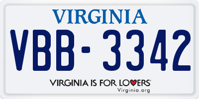 VA license plate VBB3342