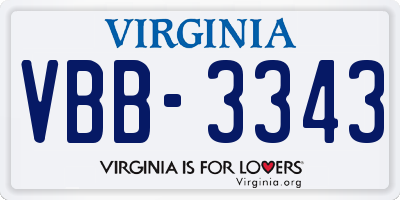 VA license plate VBB3343