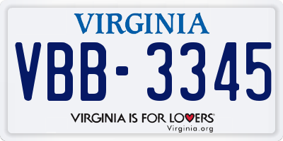 VA license plate VBB3345