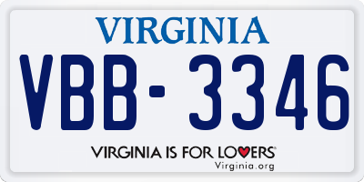 VA license plate VBB3346