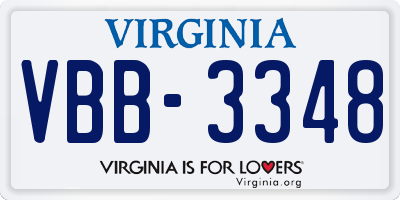 VA license plate VBB3348