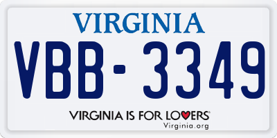 VA license plate VBB3349