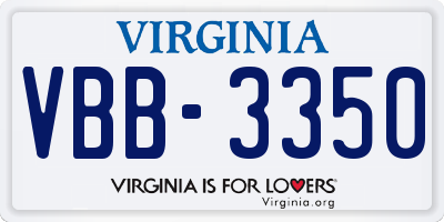 VA license plate VBB3350