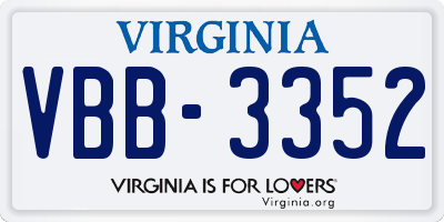 VA license plate VBB3352