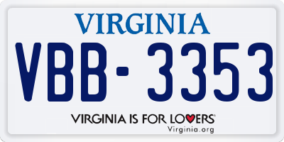 VA license plate VBB3353