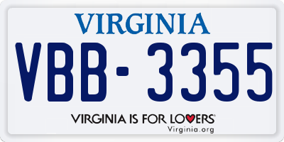 VA license plate VBB3355
