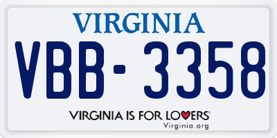 VA license plate VBB3358
