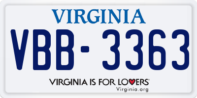 VA license plate VBB3363