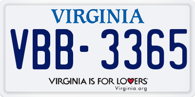 VA license plate VBB3365
