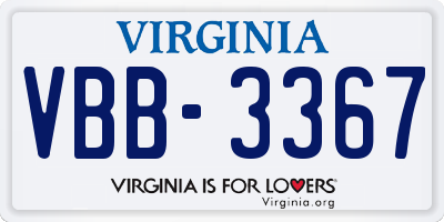 VA license plate VBB3367