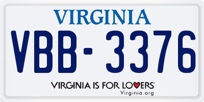 VA license plate VBB3376