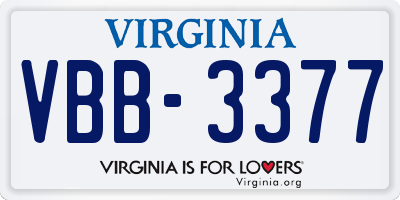 VA license plate VBB3377