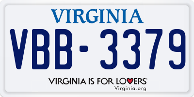 VA license plate VBB3379