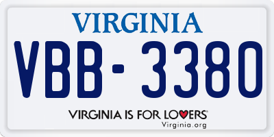 VA license plate VBB3380
