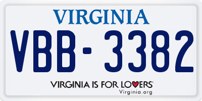 VA license plate VBB3382