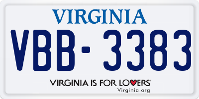 VA license plate VBB3383