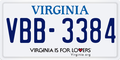 VA license plate VBB3384