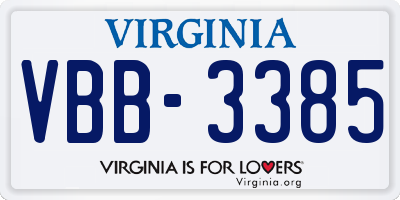 VA license plate VBB3385