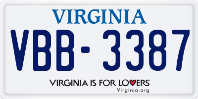VA license plate VBB3387
