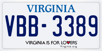 VA license plate VBB3389