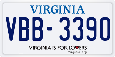 VA license plate VBB3390