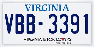 VA license plate VBB3391