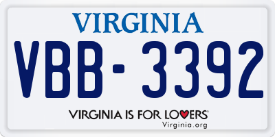 VA license plate VBB3392