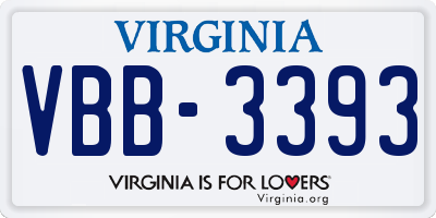 VA license plate VBB3393