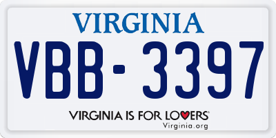 VA license plate VBB3397