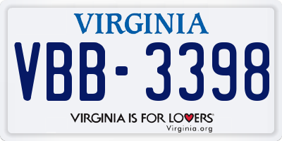 VA license plate VBB3398