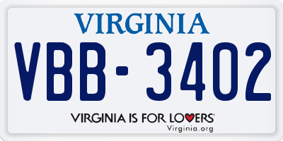 VA license plate VBB3402
