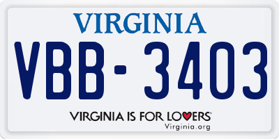 VA license plate VBB3403