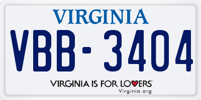 VA license plate VBB3404