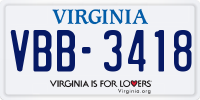 VA license plate VBB3418