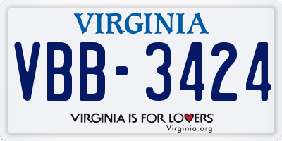 VA license plate VBB3424