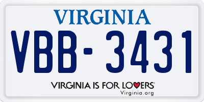 VA license plate VBB3431