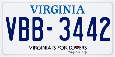VA license plate VBB3442