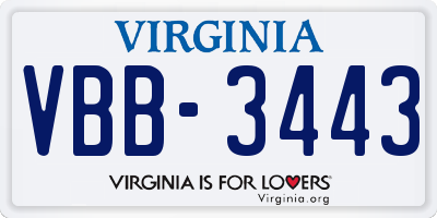 VA license plate VBB3443