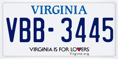 VA license plate VBB3445