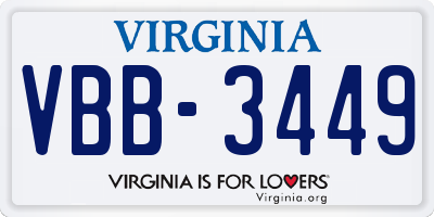 VA license plate VBB3449