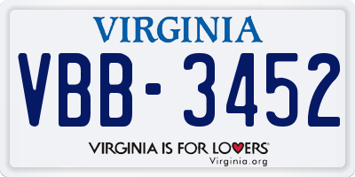 VA license plate VBB3452