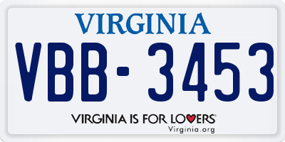 VA license plate VBB3453