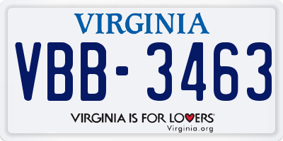 VA license plate VBB3463