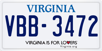VA license plate VBB3472