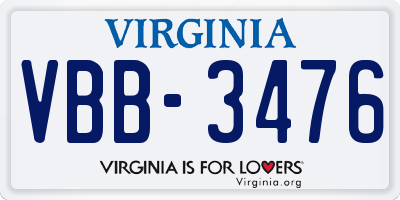 VA license plate VBB3476