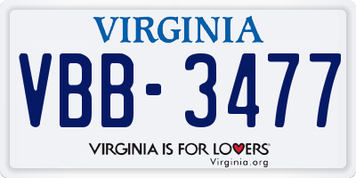 VA license plate VBB3477