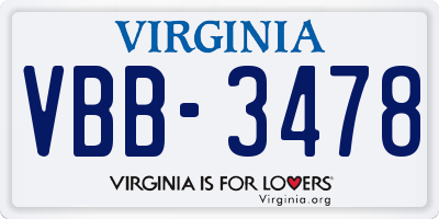 VA license plate VBB3478